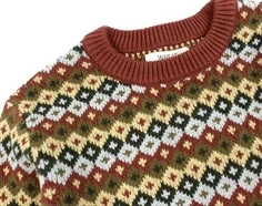 Wheat multi red jacquard pullover strik Elias